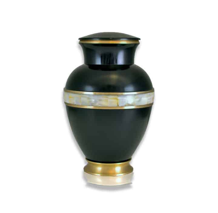 Black Mother of Pearl Urn dalton-hoopes funeral home and cremation center