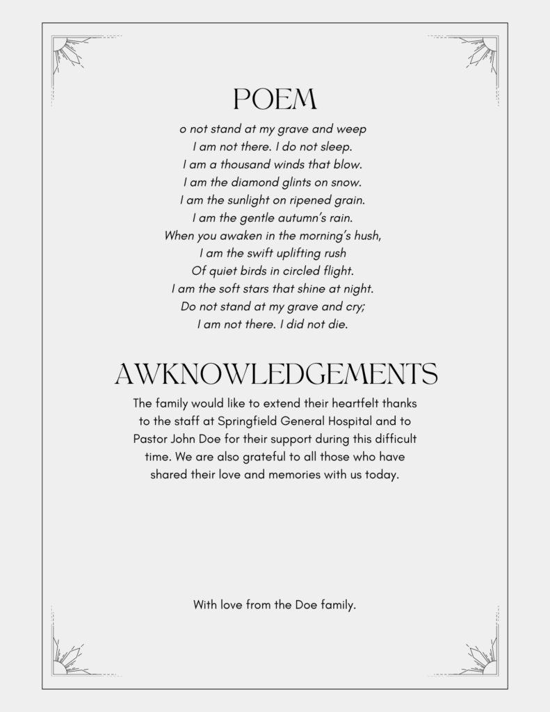 Funeral Program Examples: Understanding the Purpose and Creating a Thoughtful Memorial